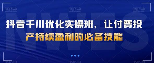 抖音千川优化实操班：付费投产持续盈利技能-无双副业