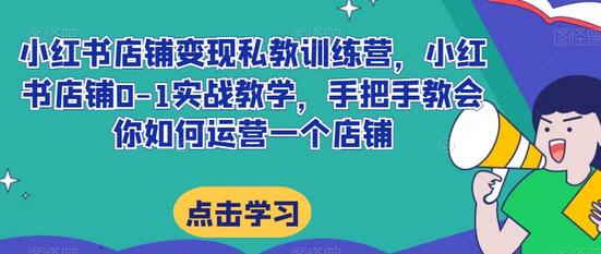 小红书店铺变现私教训练营，0-1实战教学与运营技巧-无双副业