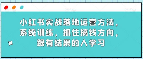 小红书实战运营方法，系统训练与搞钱方向-无双副业