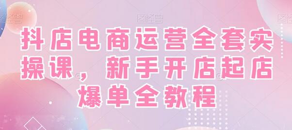 抖店电商运营实操课，新手开店爆单全教程-无双副业