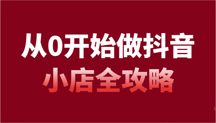 从0开始做抖音小店全攻略，开店步骤详解-无双副业