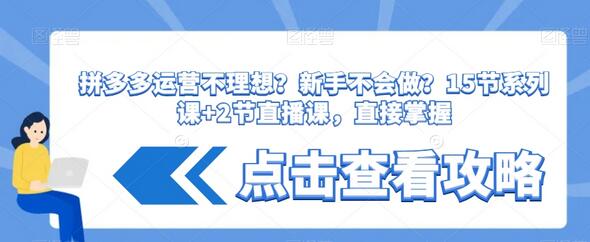 拼多多运营新手必备：15节系列课+2节直播课快速掌握技巧-无双副业
