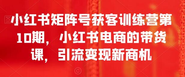 小红书矩阵号获客训练营，电商带货与引流变现新商机-无双副业