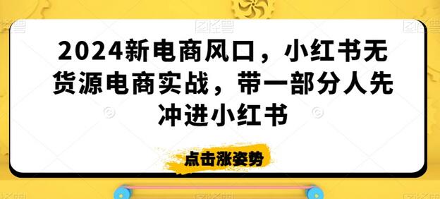 2024小红书无货源电商实战指南，带你抢占电商新风口-无双副业