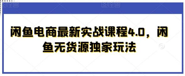 闲鱼电商实战课程4.0：无货源独家玩法详解-无双副业