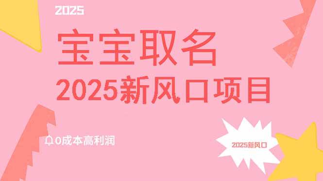 2025新风口项目宝宝取名，0成本高利润，保姆级教程助你月入过万-无双副业