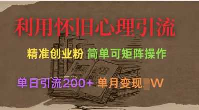 利用怀旧心理引流创业粉，矩阵操作轻松变现-无双副业