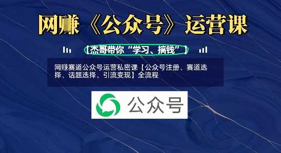 网创赛道公众号运营全流程私密课-无双副业