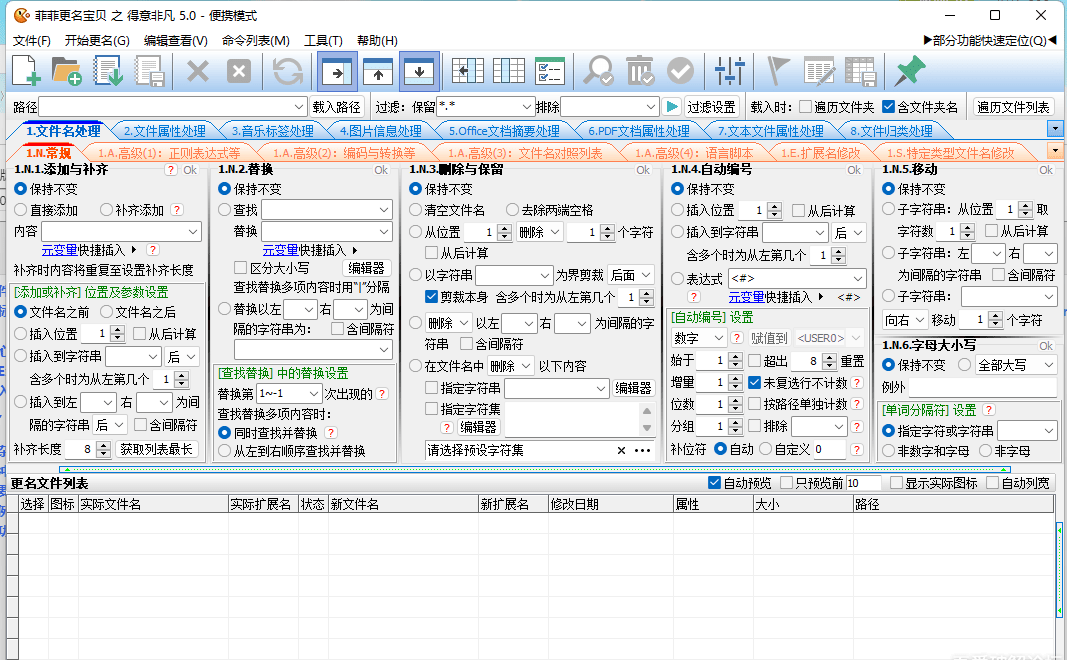 菲菲更名宝贝V5.0.9.21单文件便携版：强大的批量重命名工具-无双副业