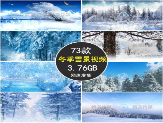 精选73款冬季雪景视频素材高清下载-无双副业