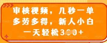 审核视频轻松赚钱，新人小白日赚3单揭秘-无双副业