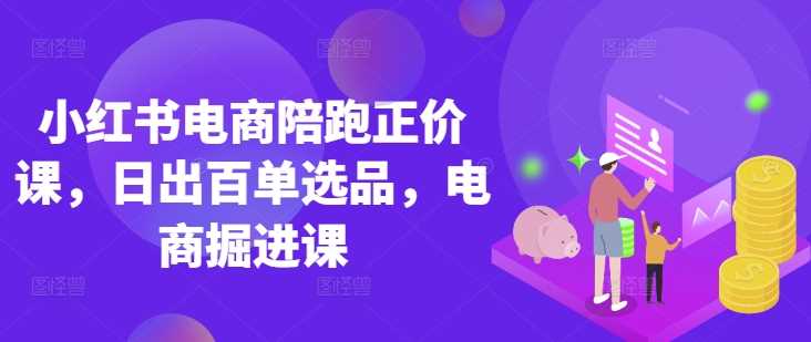 小红书电商陪跑正价课，官方认证讲师教学，日出百单选品技巧-无双副业