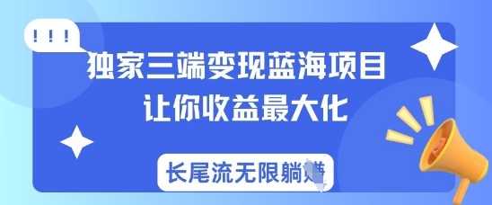 独家三端变现蓝海项目，收益最大化与长尾流躺挣-无双副业