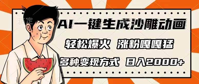 AI生成沙雕动画教程，单视频千万播放，日入2000+变现指南-无双副业
