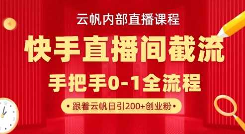 快手直播间截流玩法，日引100+创业粉-无双副业