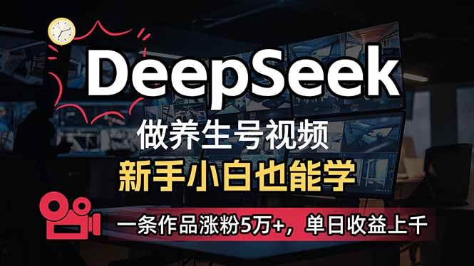 小白用DeepSeek做养生号，单日收益上千的保姆级教程-无双副业