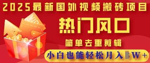 最新视频搬砖项目，热门风口，简单去重剪辑，小白轻松月入过万-无双副业