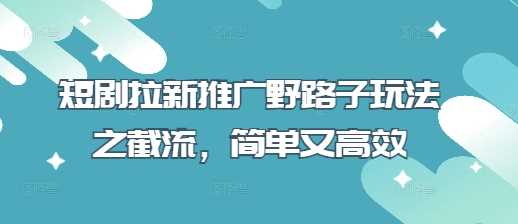 短剧推广截流玩法，简单高效的新策略-无双副业