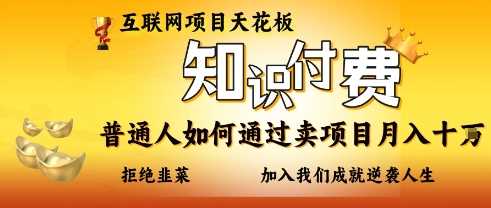 知付付费项目：普通人如何通过卖项目月入十万-无双副业