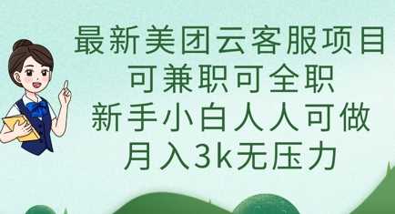 美团云客服兼职全职项目，新手轻松月入3k-无双副业