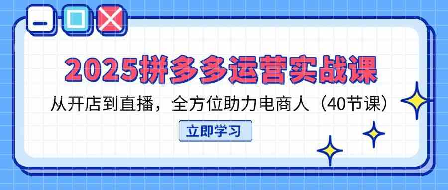 2025拼多多运营实战课，从开店到直播全方位助力电商人-无双副业