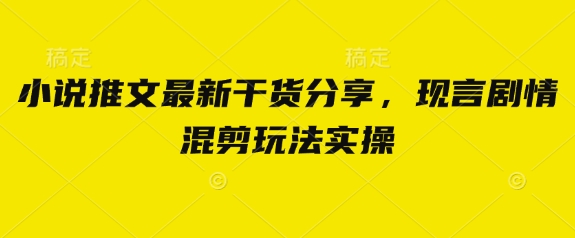 小说推文现言剧情混剪玩法实操干货分享-无双副业