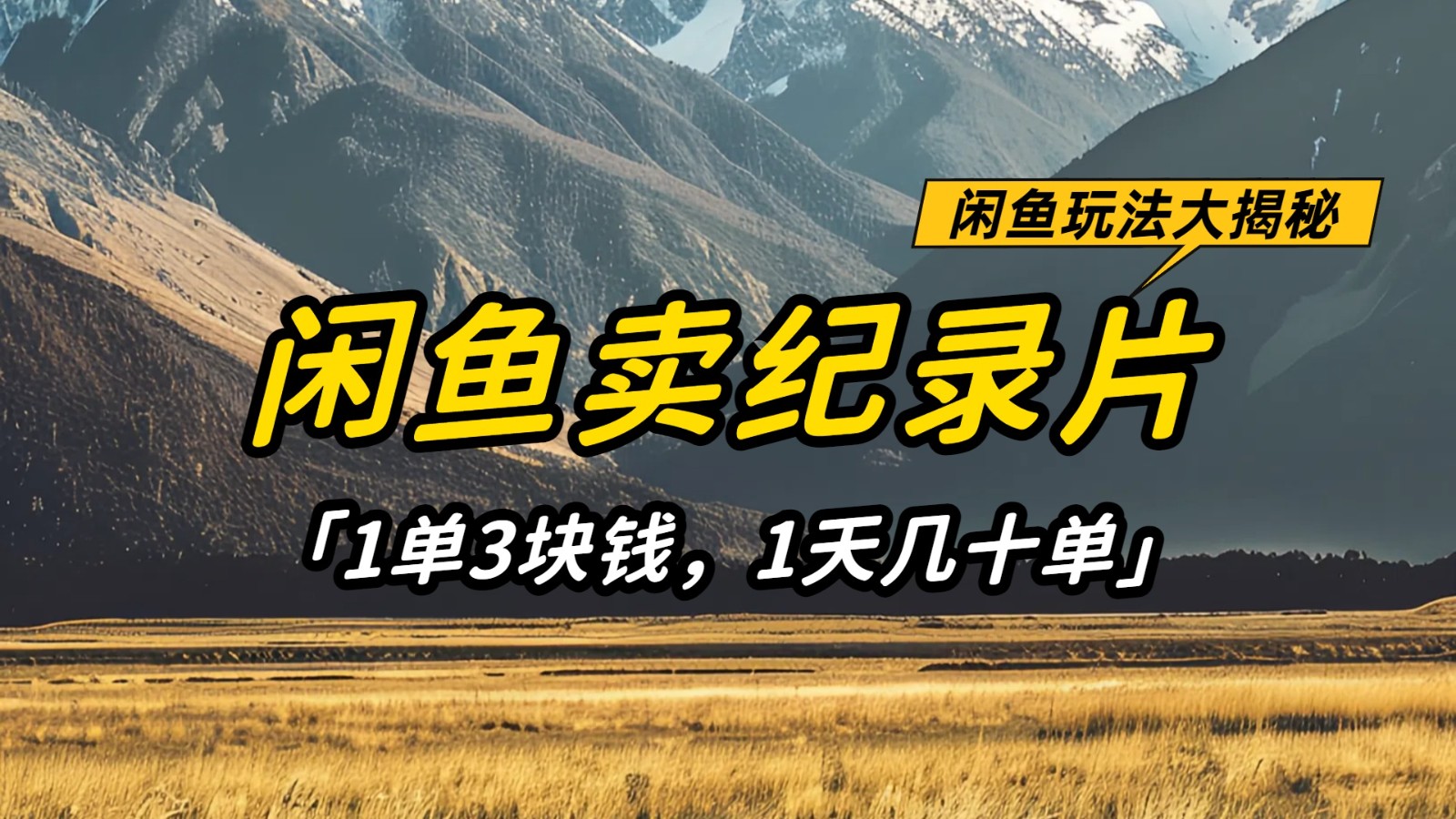 闲鱼卖纪录片赚钱小项目，简单操作日入几十单-无双副业