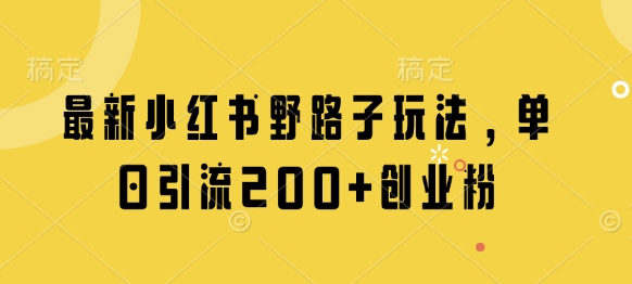 小红书引流创业粉的野路子玩法，单日轻松加200人-无双副业
