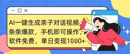 AI生成亲子对话视频教程，手机操作轻松变现爆款内容-无双副业