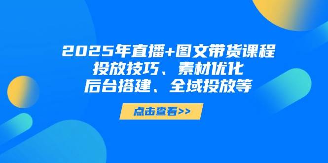 2025年直播图文带货课程，投放技巧与全域投放策略-无双副业