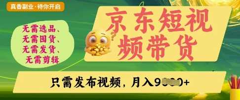 京东短视频带货零门槛副业项目揭秘-无双副业