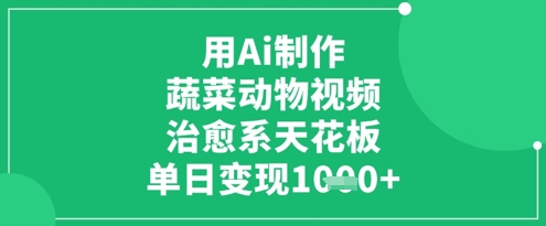 用Ai制作蔬菜动物视频轻松变现，治愈系内容创作指南-无双副业