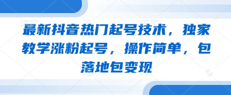 抖音热门起号技术教学，快速涨粉变现操作指南-无双副业