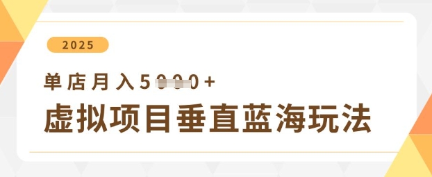 虚拟项目垂直玩法实现单店月入5000+-无双副业