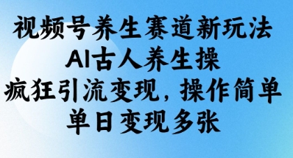 视频号养生赛道AI古人养生操引流变现新玩法-无双副业