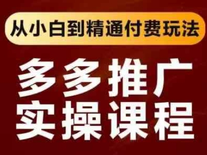 拼多多推广实操课程，从入门到精通付费玩法-无双副业