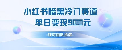 小红书冷门赛道，单日收益多张-无双副业