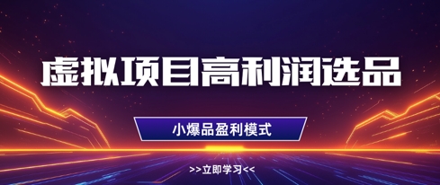 虚拟项目高利润选品方法，单店利润1W+，多店倍增-无双副业