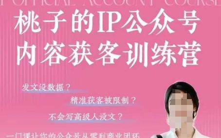 桃子IP公众号内容获客训练营，从0到商业闭环的课程-无双副业