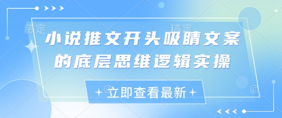小说推文开头吸睛文案的底层逻辑与实操技巧-无双副业