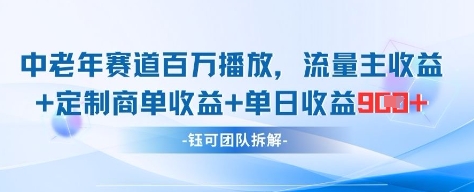 中老年赛道变现攻略：百万播放与多重收益实现-无双副业