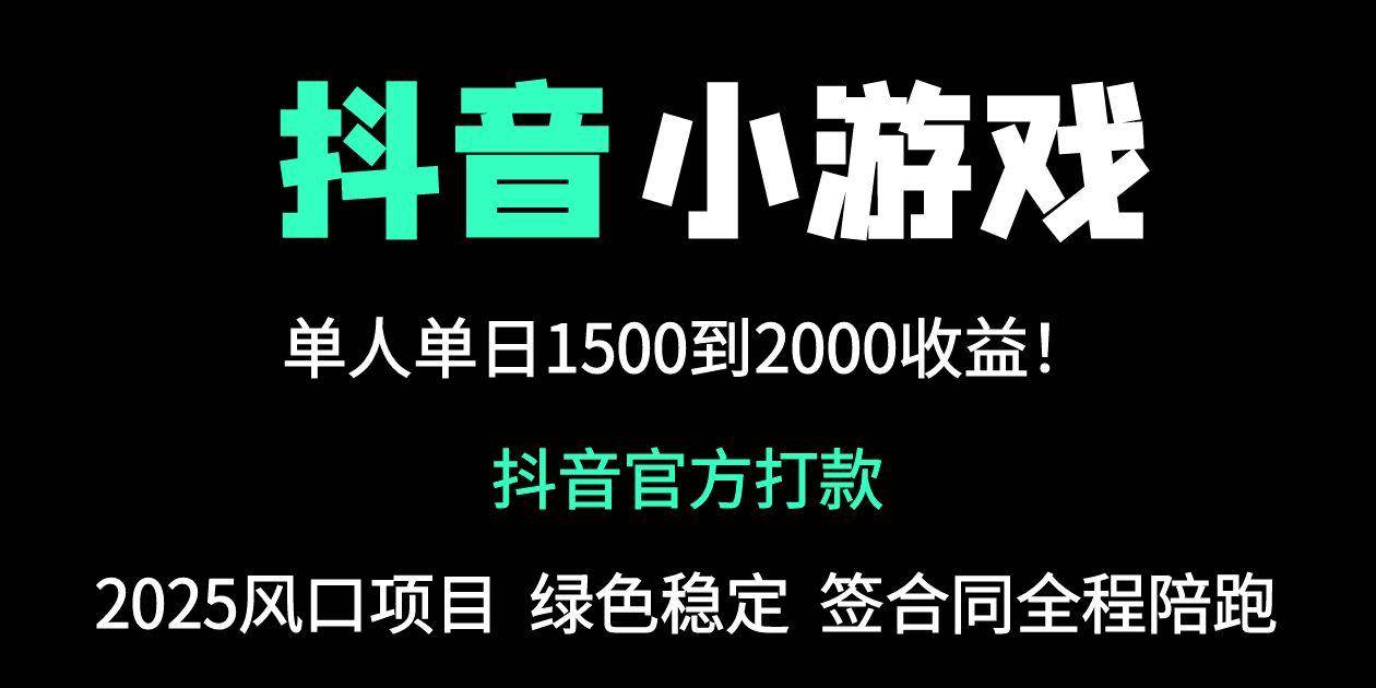 抖音官方小游戏2025最新玩法，暴利赚钱项目日入2000+-无双副业