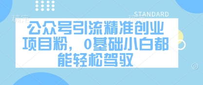 公众号引流精准创业项目粉0基础小白轻松驾驭-无双副业