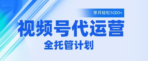 视频号代运营2.0全程托管招募，单月轻松变现5k揭秘-无双副业