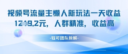 视频号流量主新玩法，日赚1k，精准人群收益高-无双副业