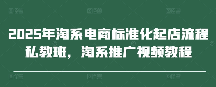 2025年淘系电商标准化起店流程与推广视频教程-无双副业