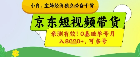小白宝妈经济独立必备干货，京东短视频带货揭秘-无双副业