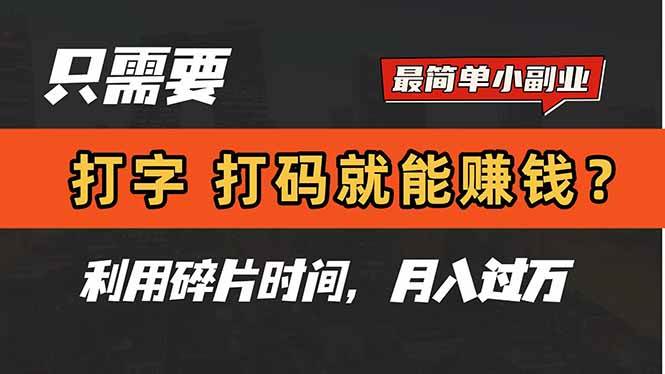 打字打码轻松赚钱，利用碎片时间月入过万的小副业-无双副业