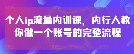 个人IP流量内训课，教你完整账号流程-无双副业