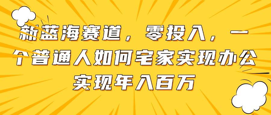 新蓝海赛道零投入宅家办公实现年入百万的秘诀-无双副业